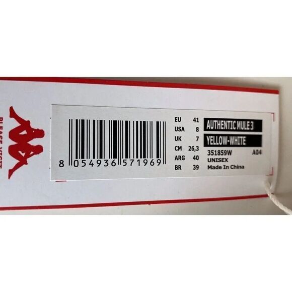 KAPPA Authentic MULE 3 Slip On Mules Yellow Unisex Men’s Sz 8 Women’s 9.5 NEW - Picture 4 of 12